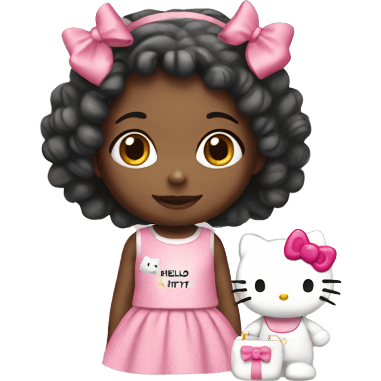 Little girl with hello Kitty set emoji