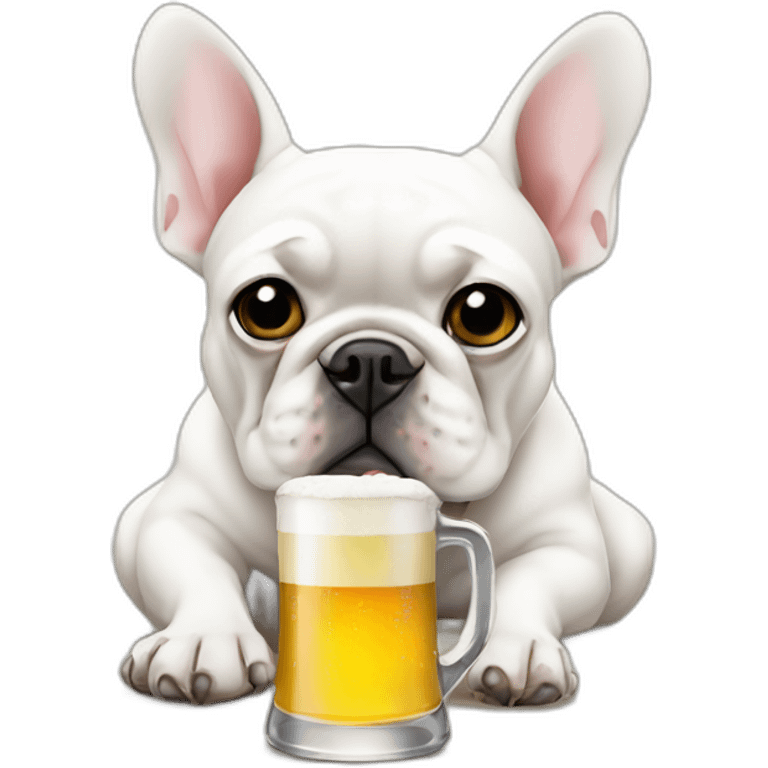 depressed-white FRENCH BULLDOG-drinking beer emoji