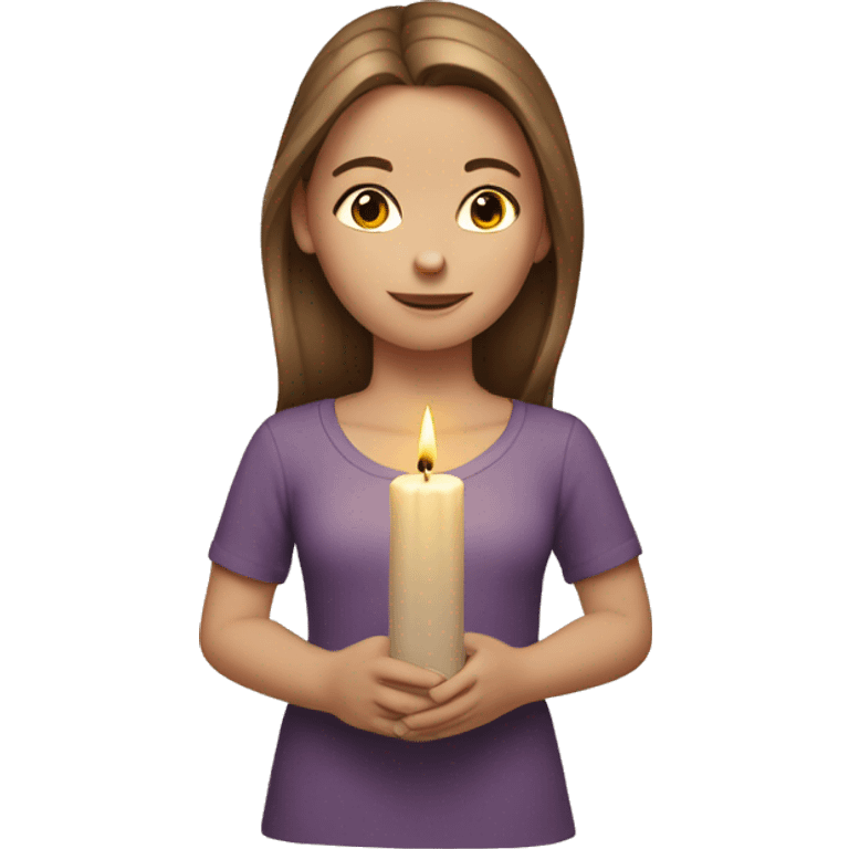 white girl lights a candle with brown hair emoji