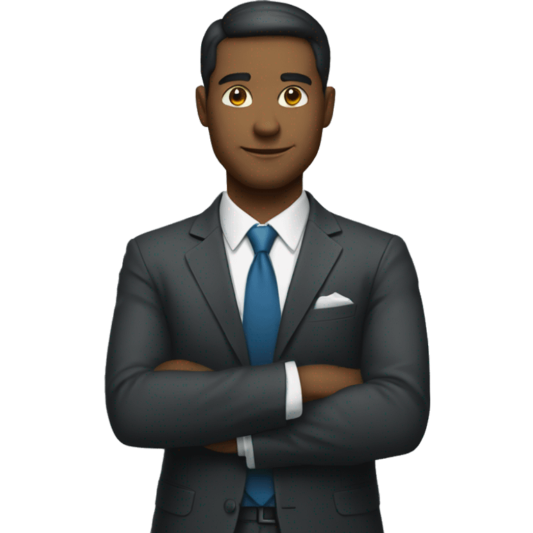 a man in a suit and tie standing with his arms crossed emoji