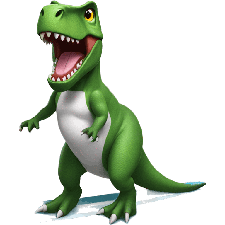 Surfing T-Rex in tutu emoji