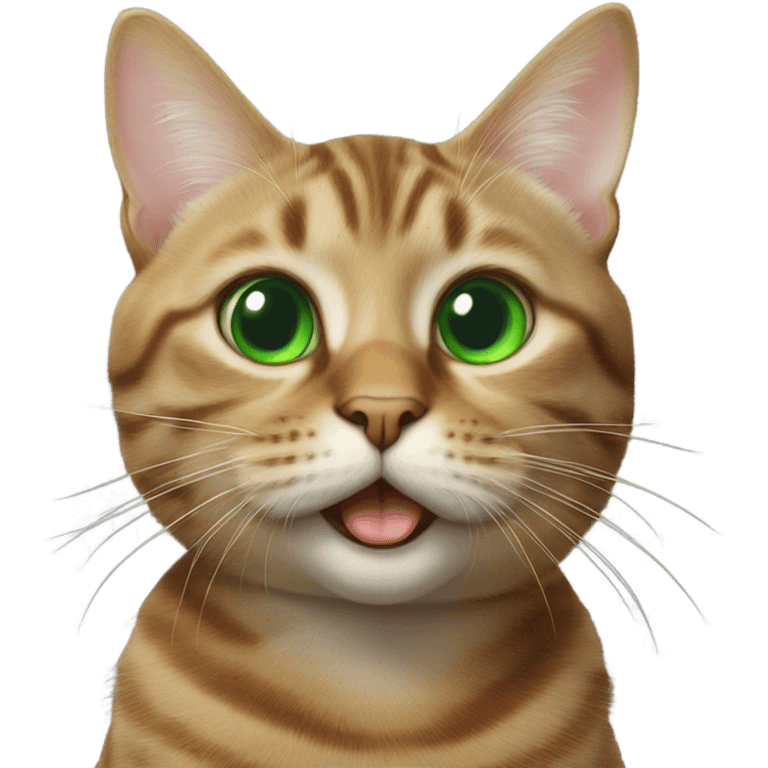 Tabby cat with green eyes blowing a kiss emoji