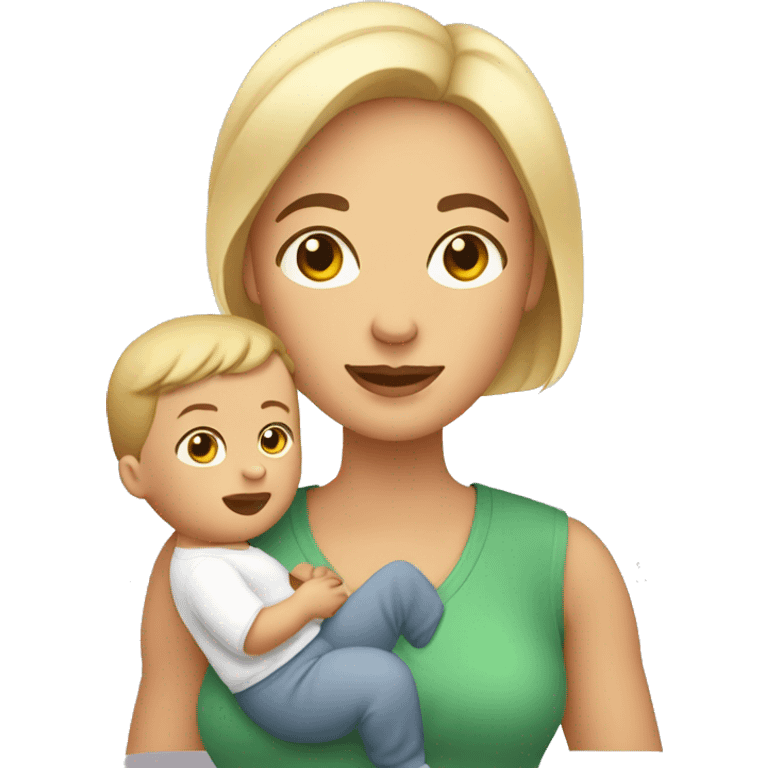 white mom holding little baby emoji