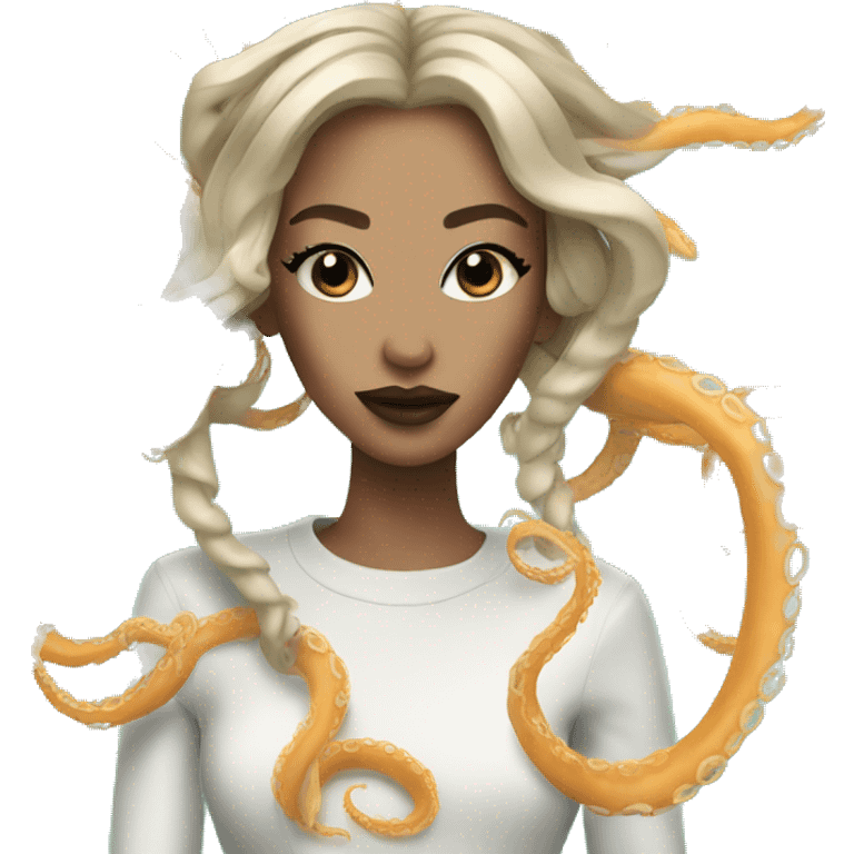 Fashion model with tentacles emoji