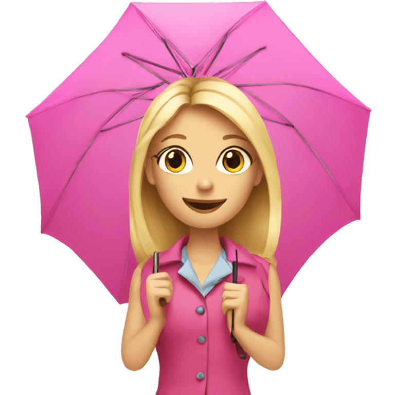 Blond girl holding pink umbrella emoji