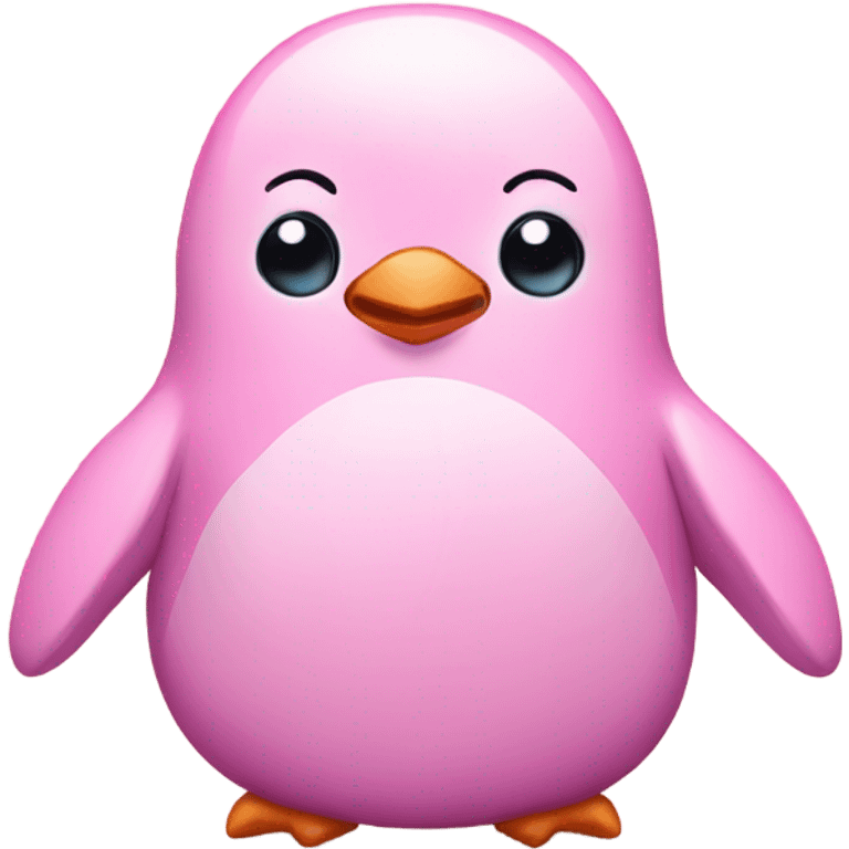 Cute pink penguin with antlers emoji