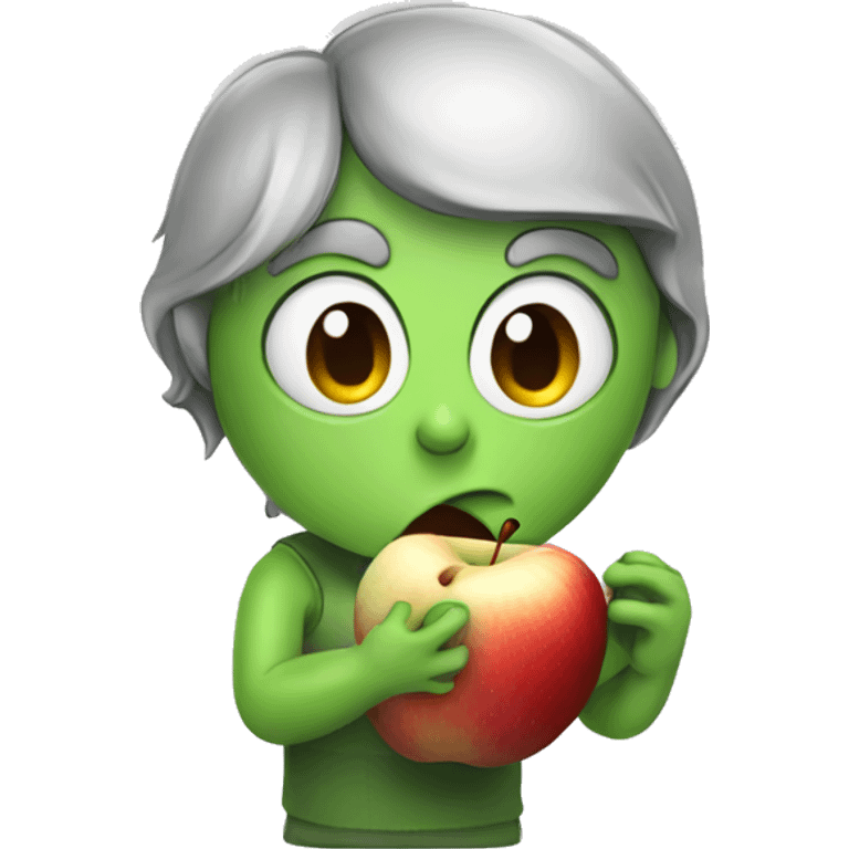 Android eating a apple emoji