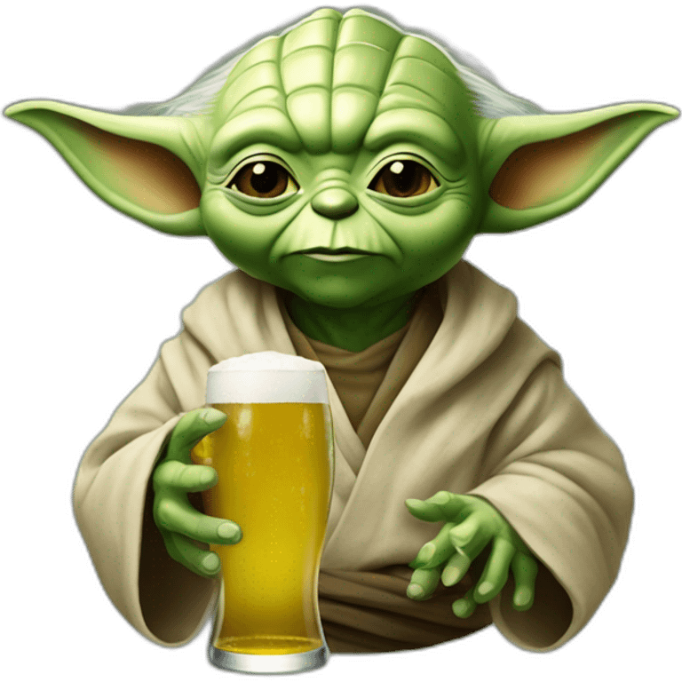 Yoda bois une bière emoji