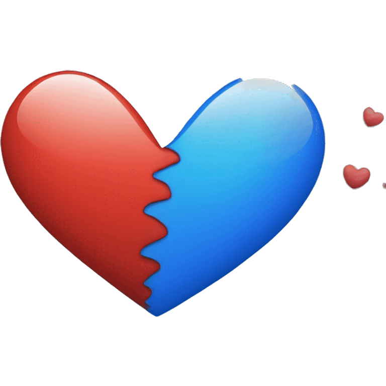 Half red heart half blue heart emoji