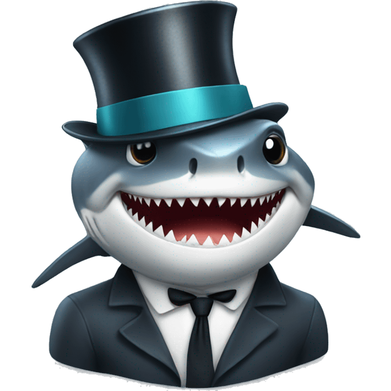 Shark with a top hat emoji