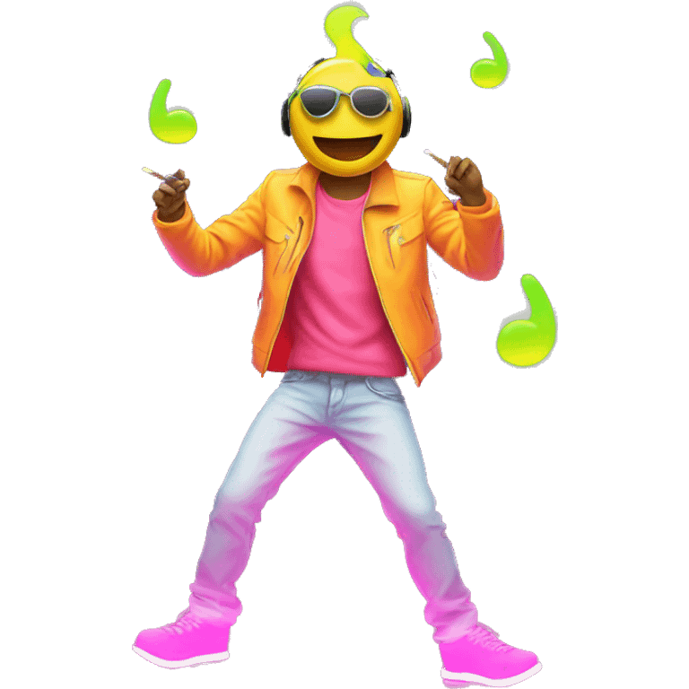 Rave party dancing neon smoking emoji