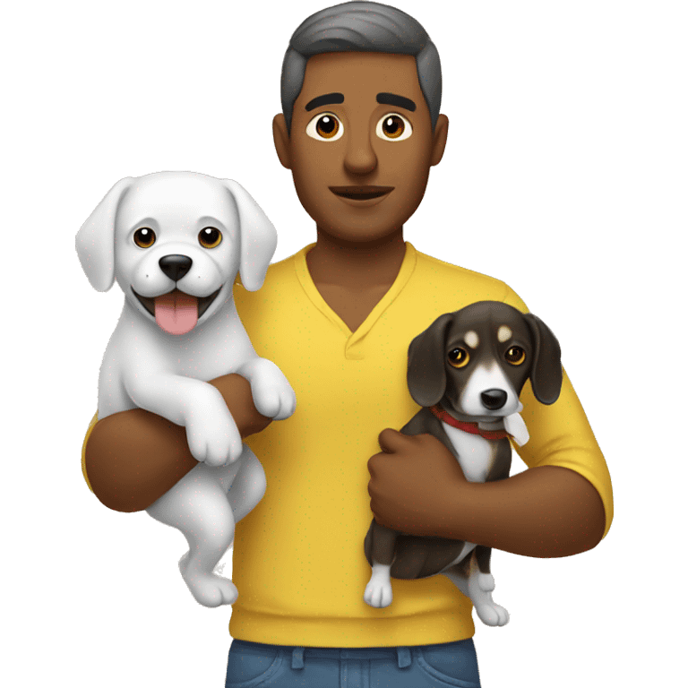 Colombian man holding dog  emoji