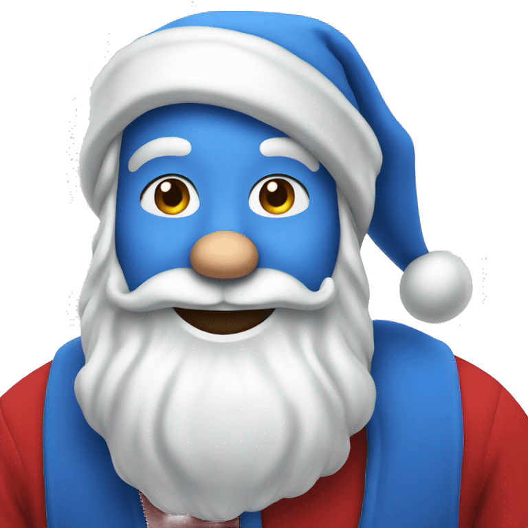 Emoji of Santa Claus in blue clothes, smiling emoji