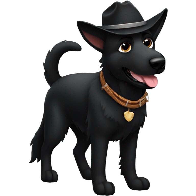 All black German shepherd cowboy  emoji