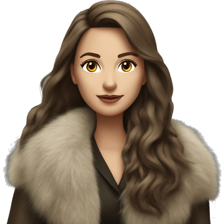 Beautiful realistic long hair light brunette mob wife with fur coat emoji