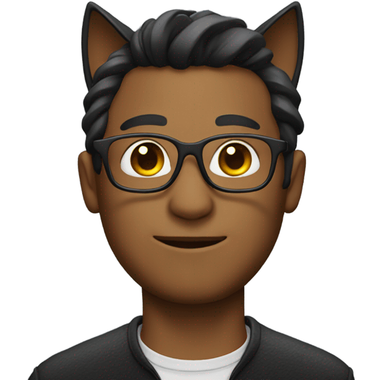 man wearing glasses with cat ears emoji