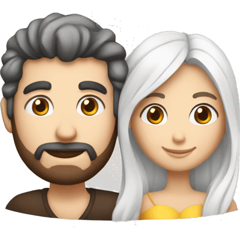 Casal com um coração branco no meio emoji