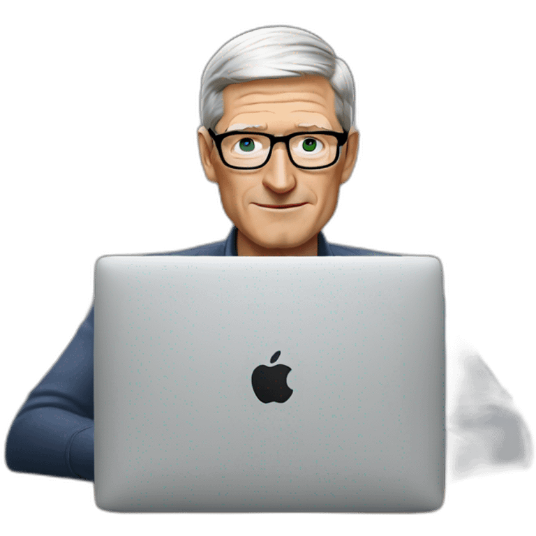 tim cook with macbook in office emoji