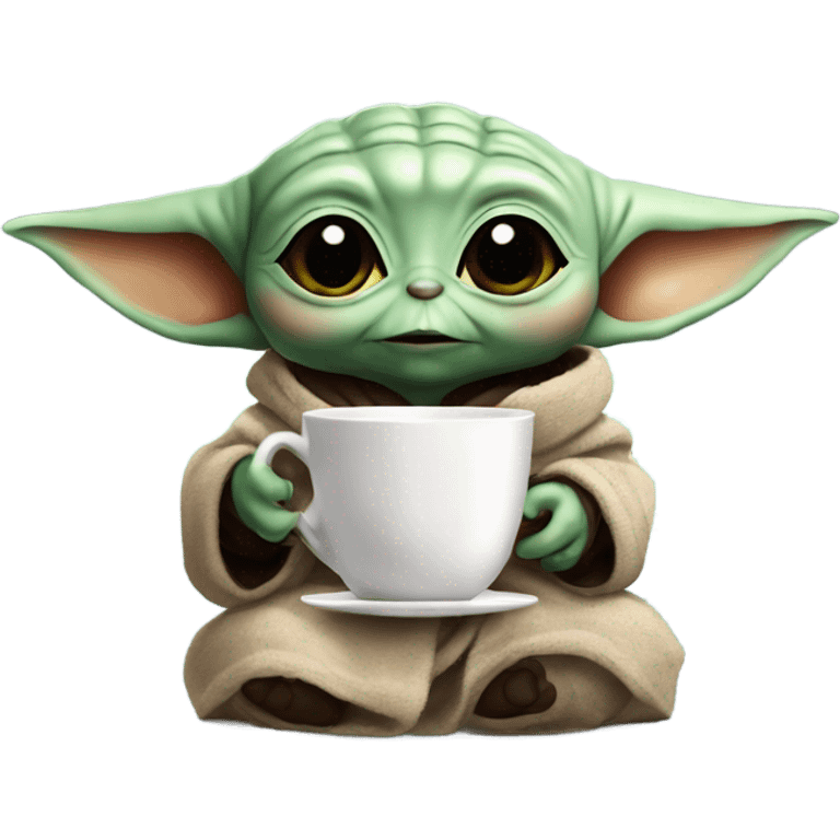 Baby Yoda xmas drinking tea  emoji