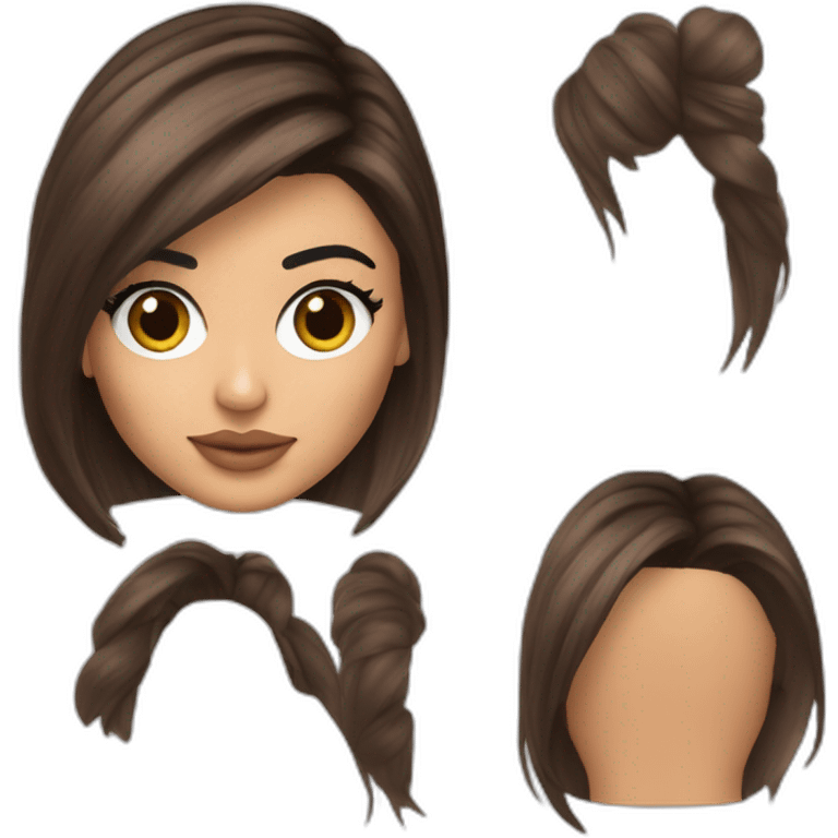 kylie jenner avec les cheuveux brun et de l'acne emoji