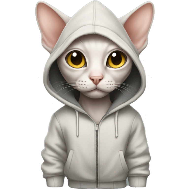 Hairless cat with a hoodie emoji