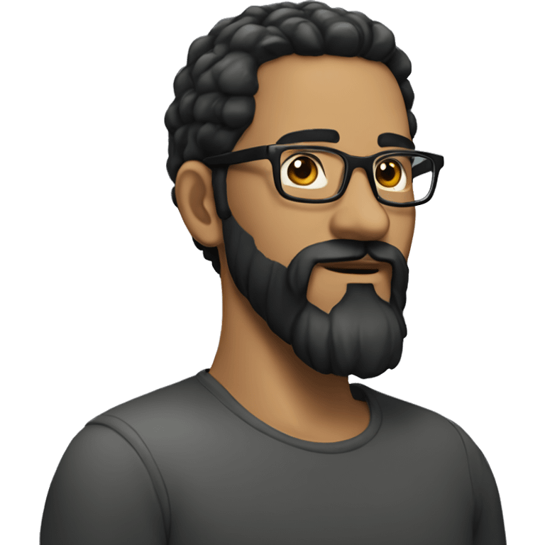 Man, short black hair, long black beard, glasses emoji