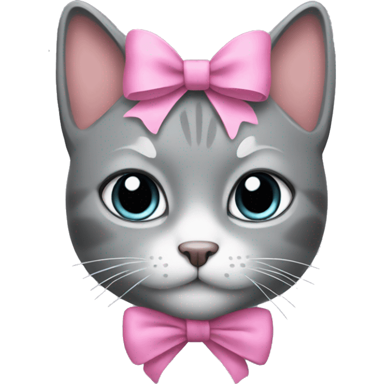 grey cat with pink bow emoji