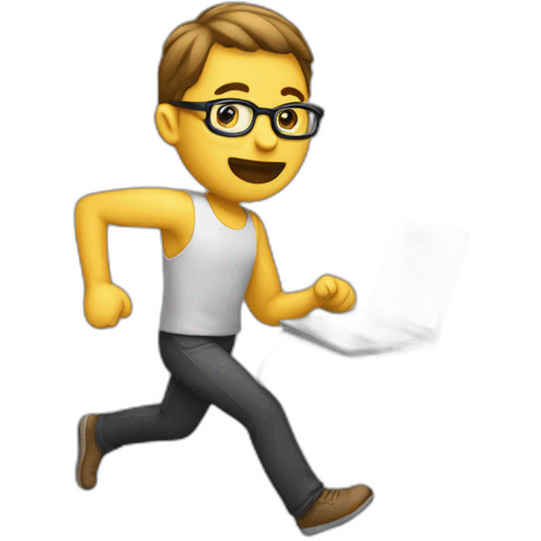 a programmer running with his laptop emoji