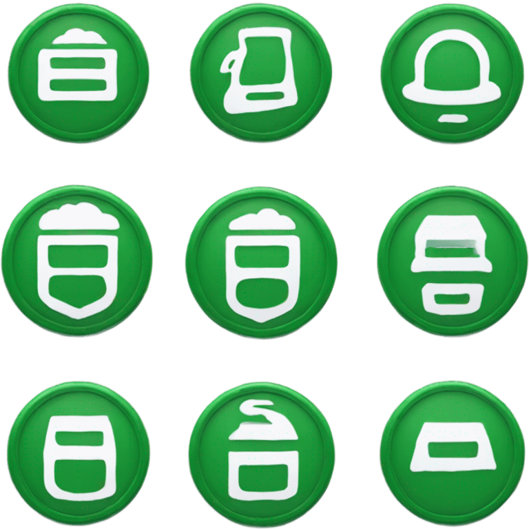 create a shape emoji of a circular green badge that has scalloped edges and a white outline of a computer inside emoji