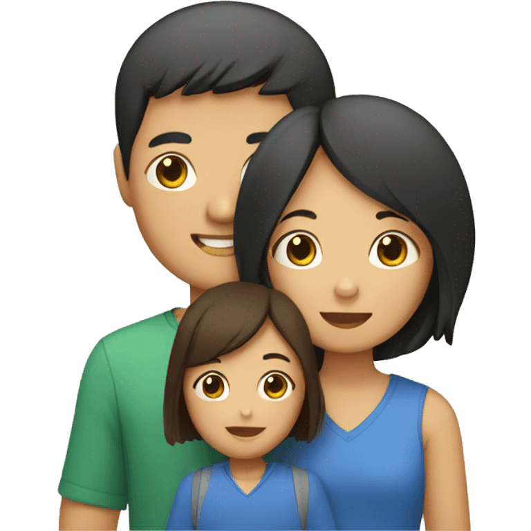 asian couple with labrador with two kids  emoji