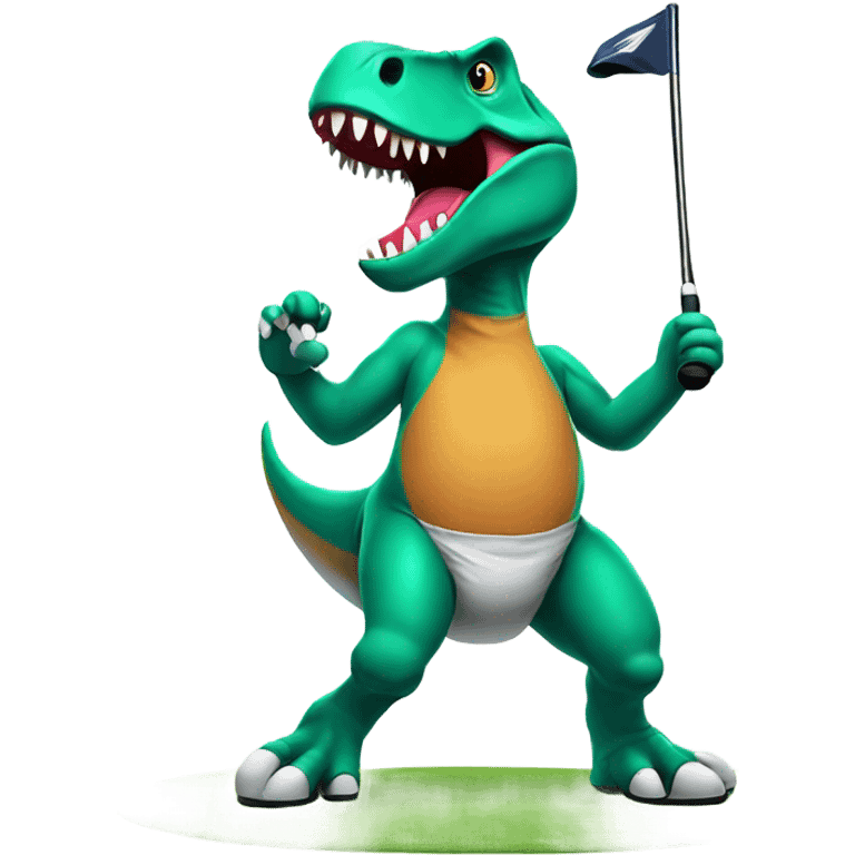 T-Rex playing golf emoji