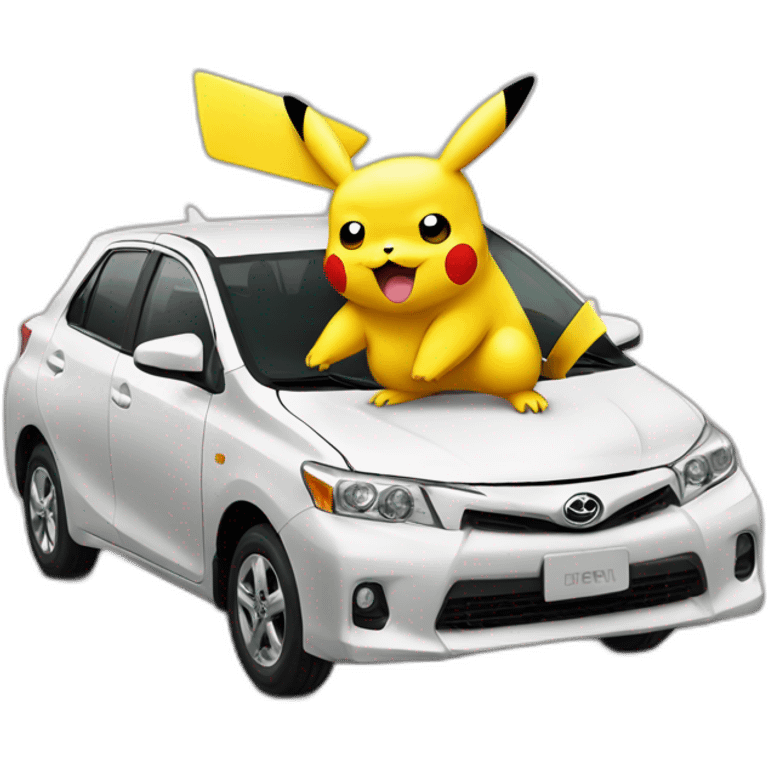 Pikachu en un Toyota emoji