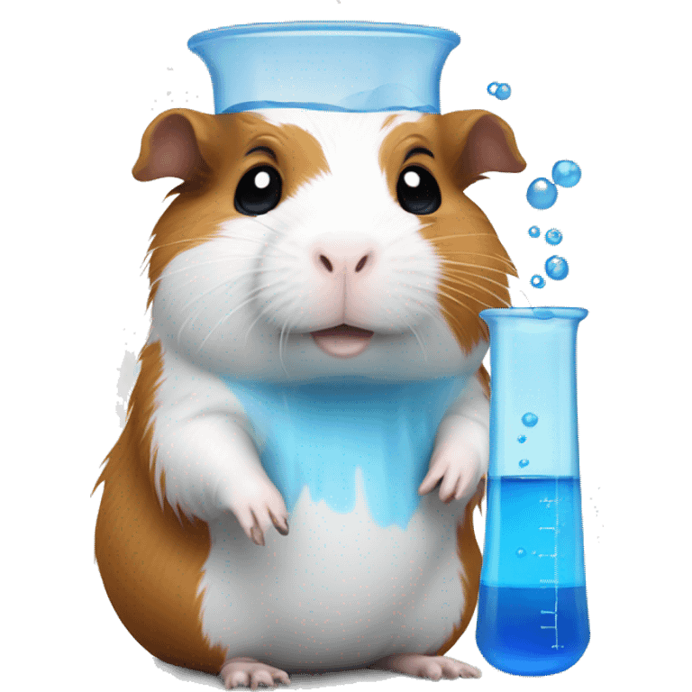 Chemical guinea pig with beaker with blue liquid  emoji