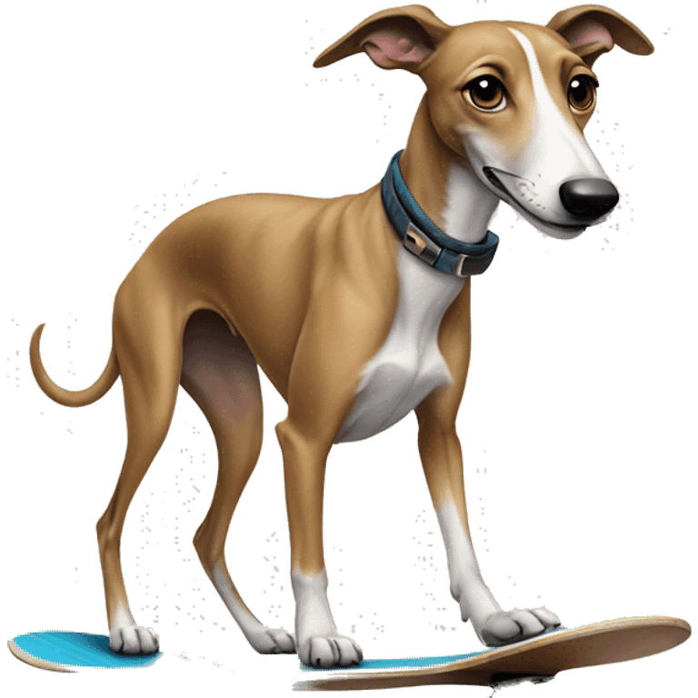 Greyhound dog on a skateboard emoji