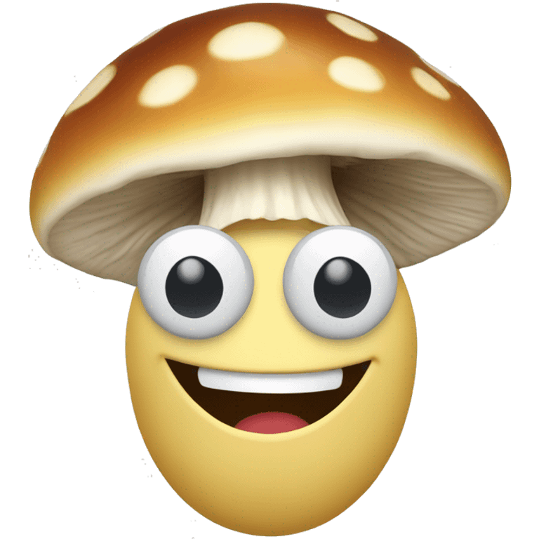 smiley face laughing with a mushroom instead of hair emoji