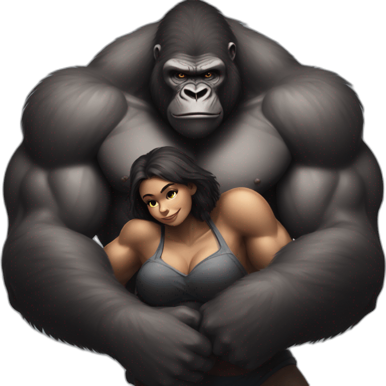 Big buff King Gorilla holding a girl on his arms emoji