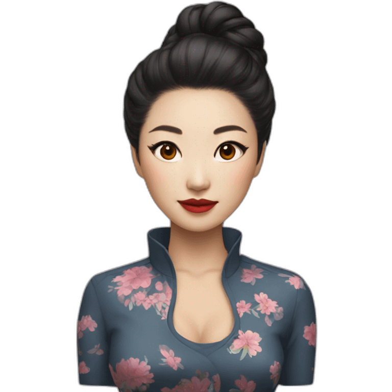 Chinese woman with blusa cuello de tortuga makeup Artist emoji