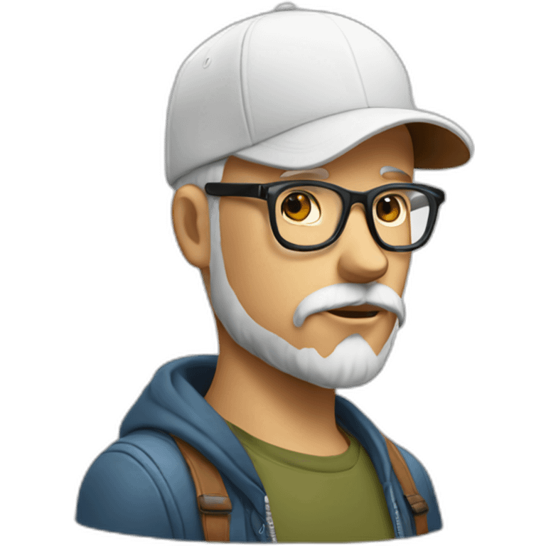 White Hipster with a cap and bear emoji