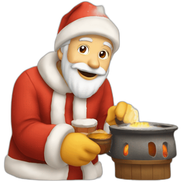 Père noël qui rentre dans la cheminée emoji