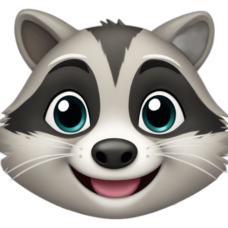 a cheerful raccoon emoji