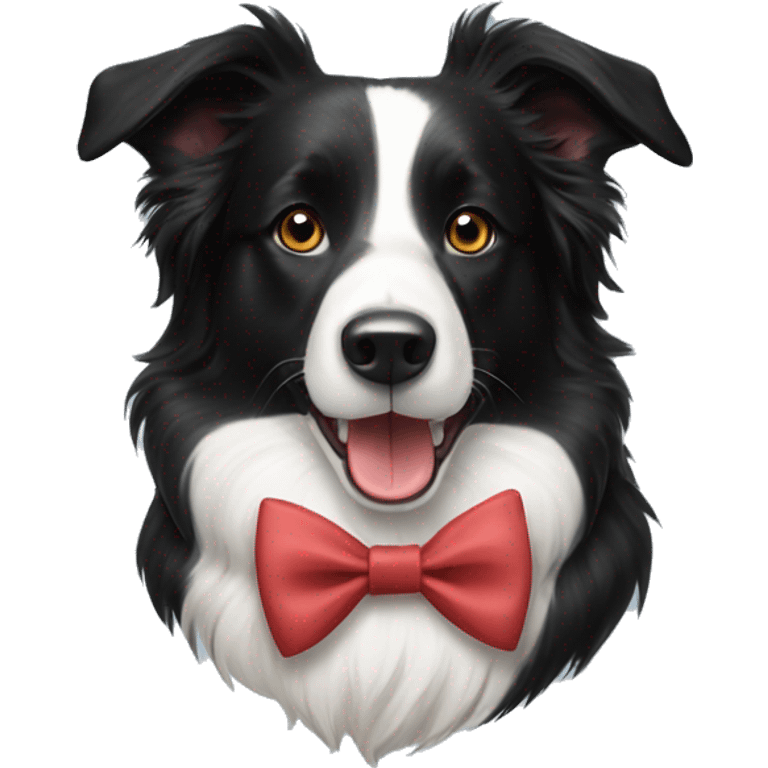 Border collie wearing a bow tie emoji