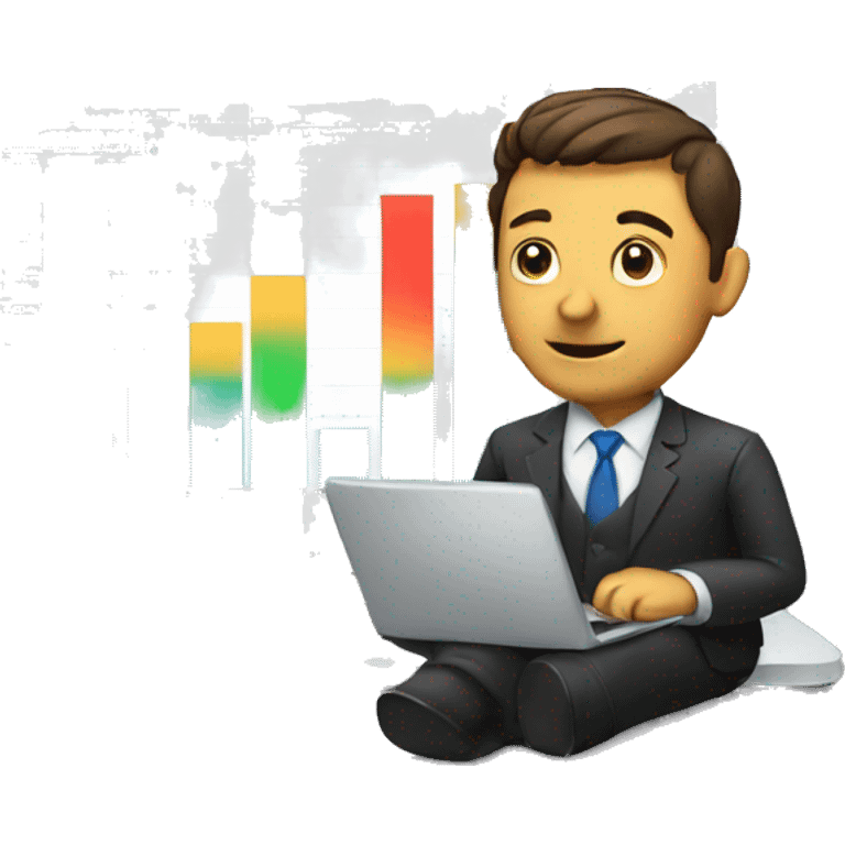 man with A laptop with a bar chart  emoji