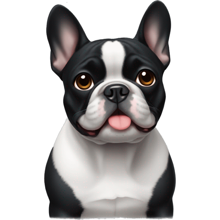 Black French bulldog with white chin emoji