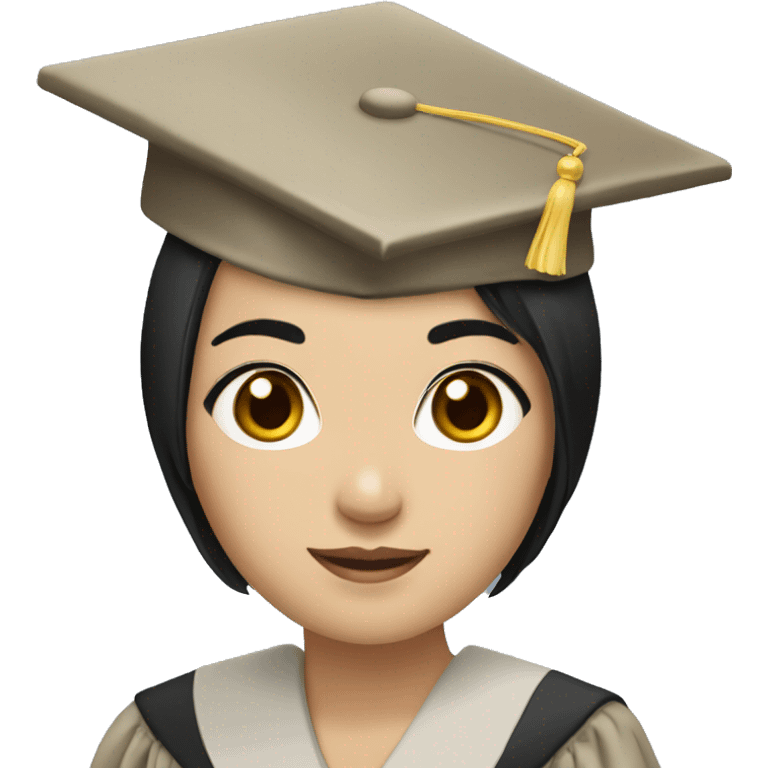 graduation girl with black hair asian skintone emoji