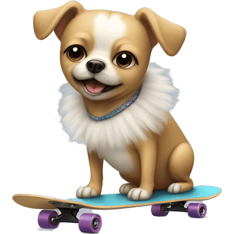 dog in tutu on a skateboard  emoji