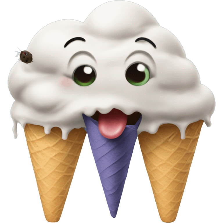 Fog Licking ice creams with flies  emoji