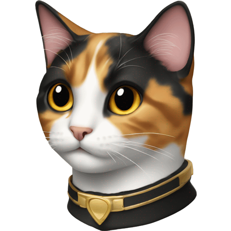 Calico cat with gold and black collar  emoji