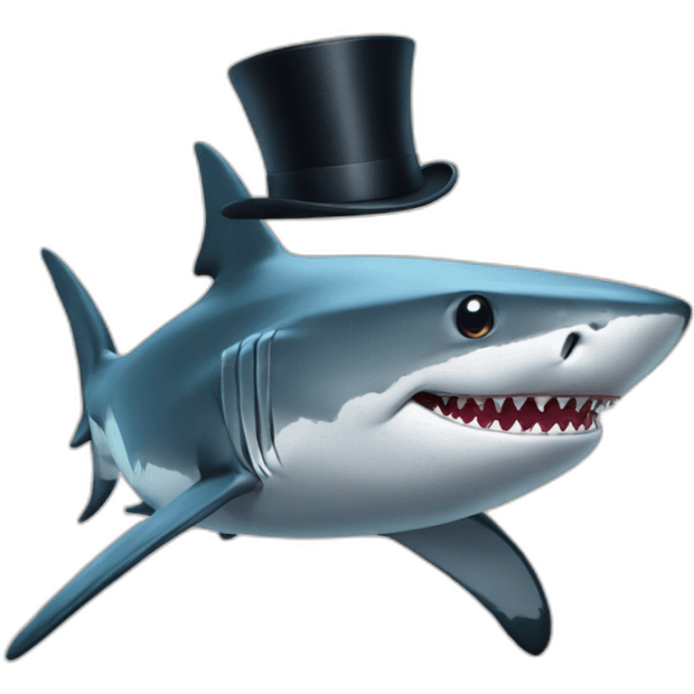 Shark with a top hat emoji