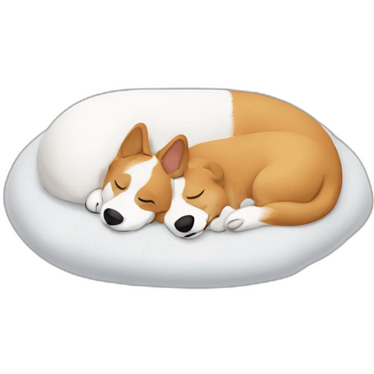 two sleeping corgi on bed yin-yang emoji