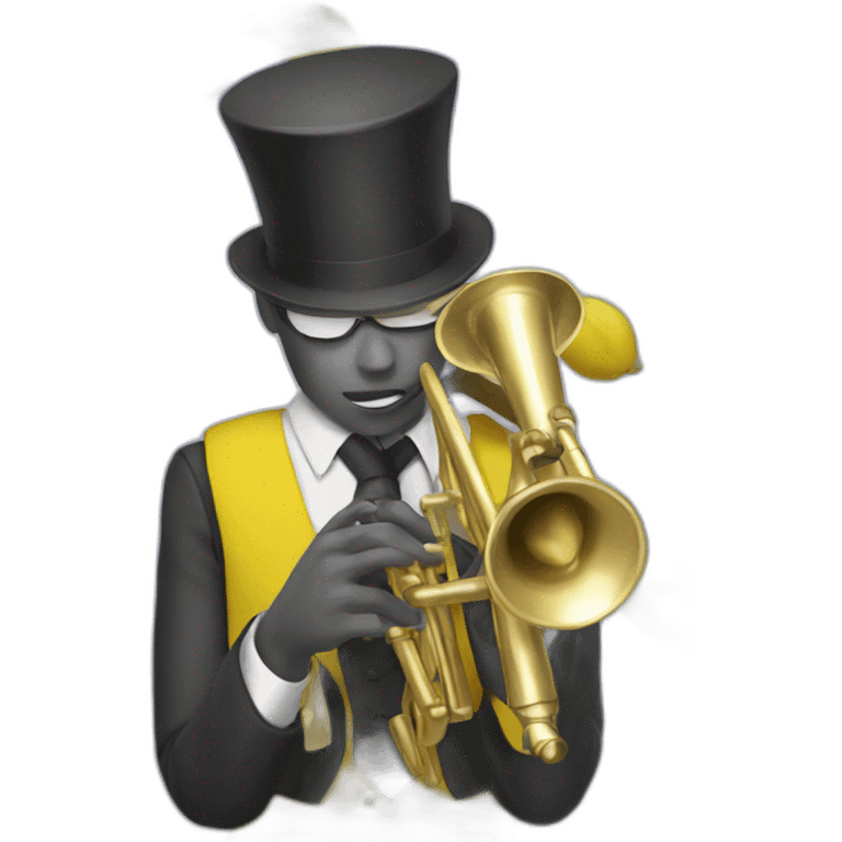 Human Banana with a trumpet emoji